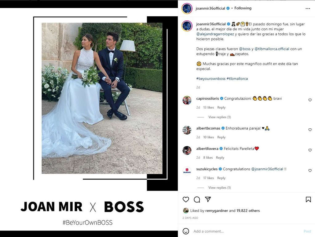 Sambil Menunggu Kontrak dari Repsol Honda, Joan Mir Pulang ke Spanyol dan Menikah dengan Kekasihnya